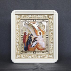 Киот под икону 17*21, с резьбой (белый, эмаль, патина) Киот под икону 17*21, с резьбой (белый, эмаль, патина)