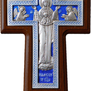 Крест на подставке "Богородица Знамение" (серебро/эмаль) Щ Крест на подставке "Богородица Знамение" (серебро/эмаль) Щ