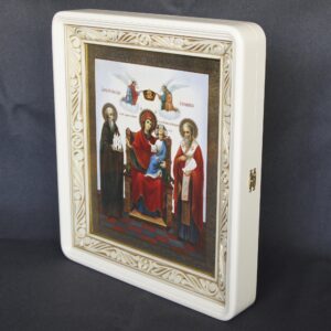 Киот под икону 30*40, с резьбой (белый, эмаль, патина) Киот под икону 30*40, с резьбой (белый, эмаль, патина)