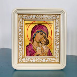 Киот под икону 15*18, с резьбой (белый, эмаль, патина) Киот под икону 15*18, с резьбой (белый, эмаль, патина)