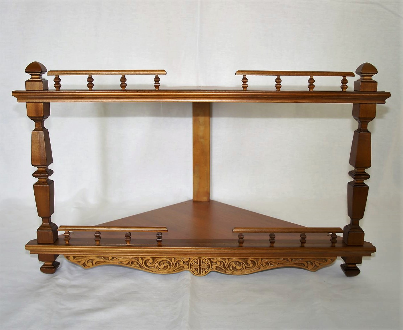 Полка угловая, двухъярусная (цвет - дуб) (О)