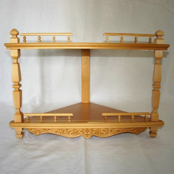 Полка угловая, двухъярусная (цвет - св. дерево) (О)