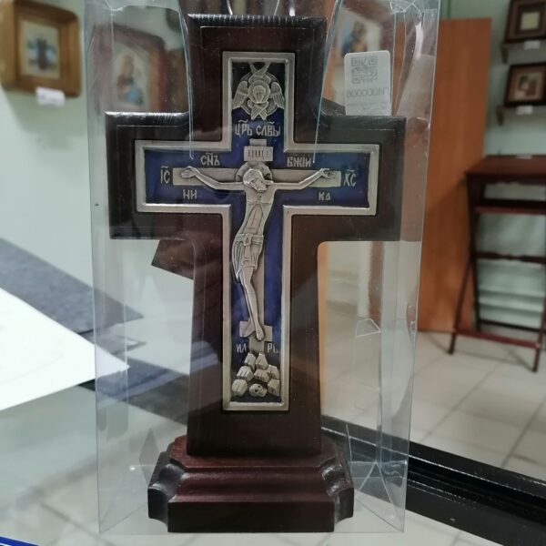 Крест на подставке деревянный (ясень/эмаль)Щ