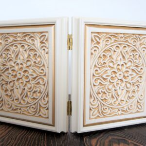 Складень деревянный 17х21 с резьбой (эмаль, патина)