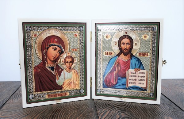 Складень деревянный 17х21 с резьбой (эмаль, патина)