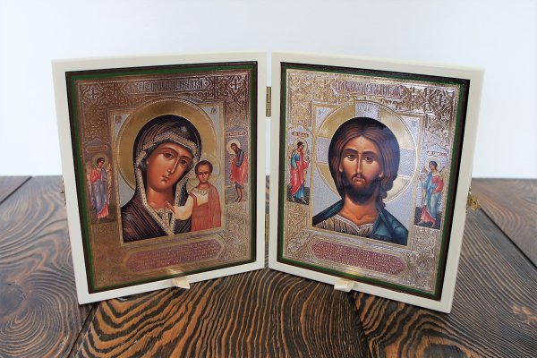 складень деревянный 17х21 с бархатом белый