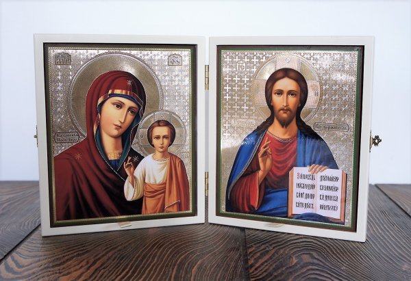 Складень деревянный 17х21 с резьбой (эмаль, патина)