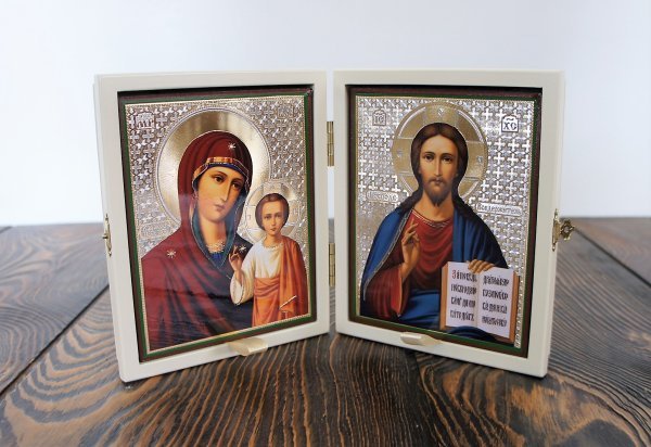 Складень деревянный 13х16 с бархатом (белый) — изображение 8