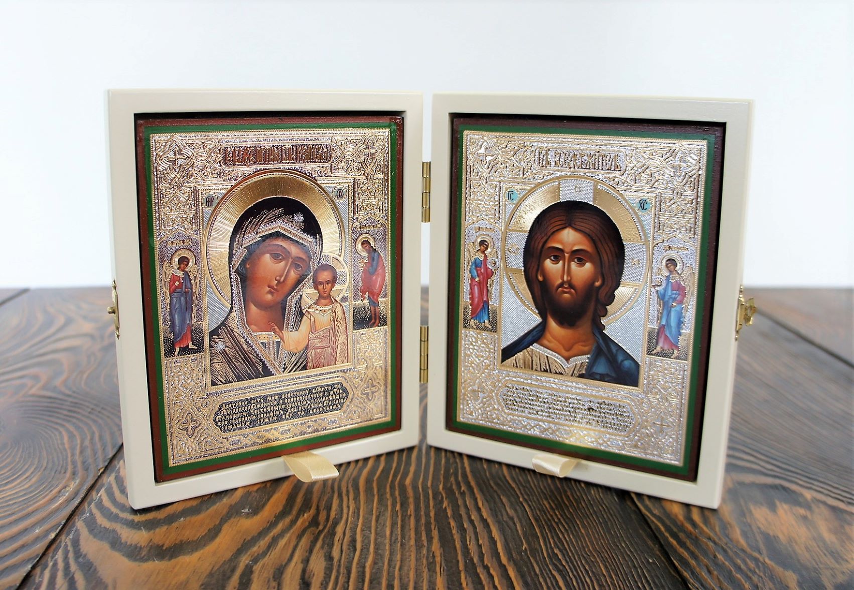 Складень деревянный 13х16 с бархатом (белый) — изображение 10