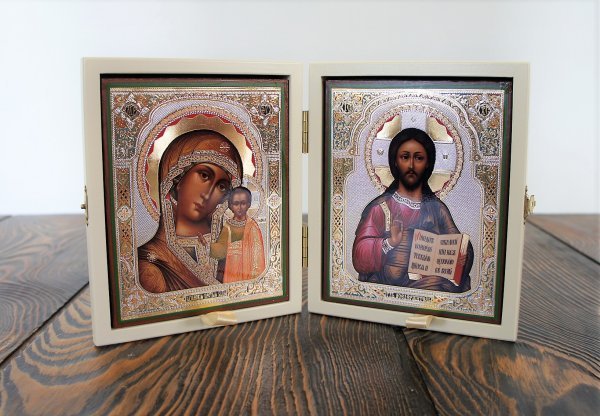 Складень деревянный 13х16 с бархатом (белый) — изображение 9