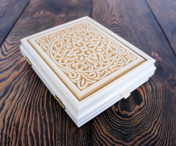 Складень деревянный 17х21 с резьбой (эмаль, патина)