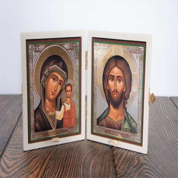 Складень деревянный 13х16 с резьбой (эмаль, патина)