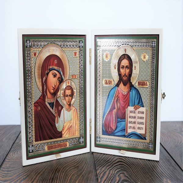 Складень деревянный 17х21 с резьбой (эмаль, патина)