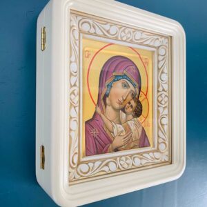 Киот под икону 15*18, с резьбой (белый, эмаль, патина) Киот под икону 15*18, с резьбой (белый, эмаль, патина)