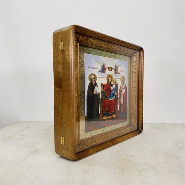 Киот под икону 33*40, с резьбой. Цвет "Красное дерево"