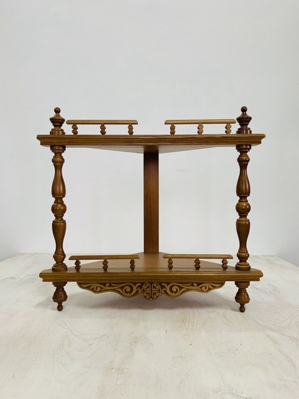 Полка угловая малая, двухъярусная (цвет - дуб) (О) — изображение 2