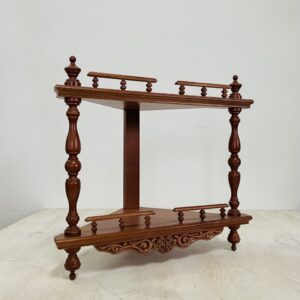 Полка угловая малая, двухъярусная (цвет - красное дерево) (О)